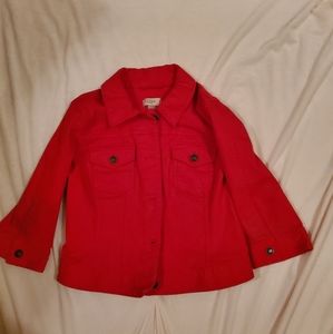 Women's 3/4 sleeve Red Denim Jacket from The Loft